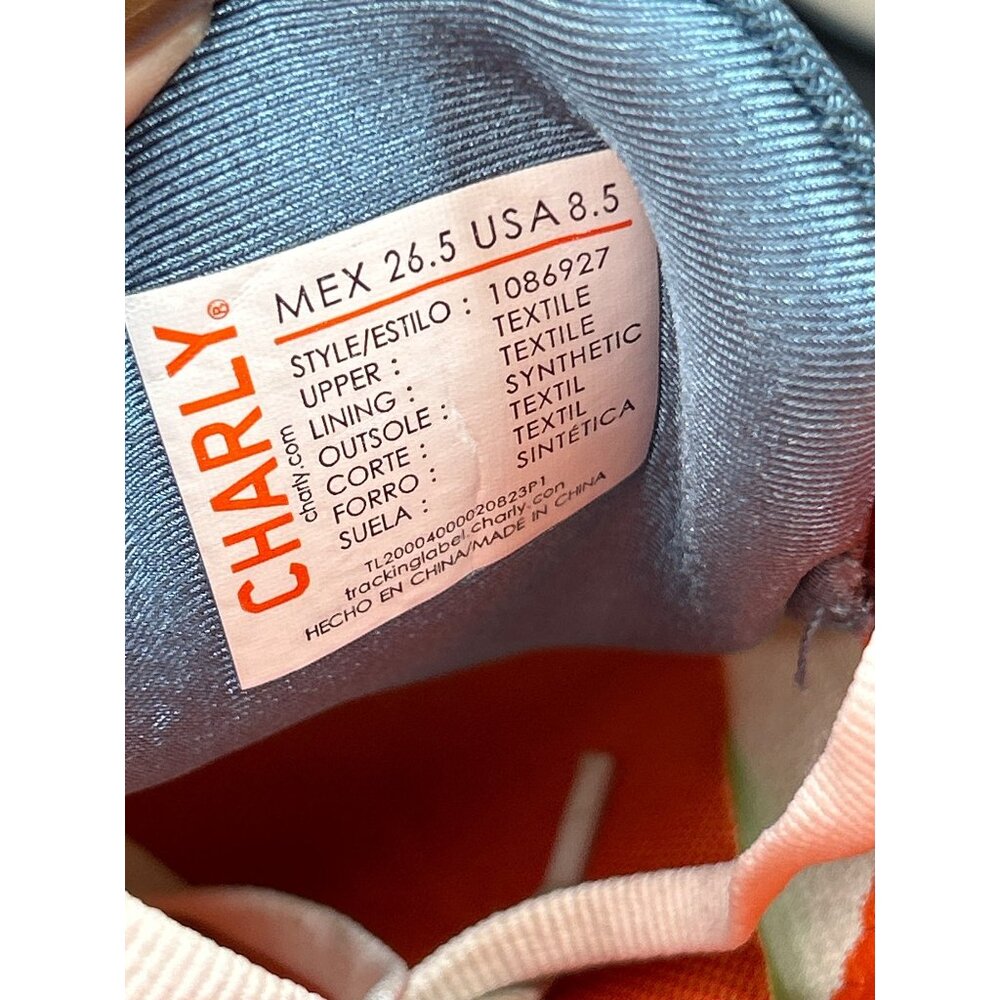 Charly Mens Running Shoes Size 8.5 USA Cushioning White/Orange - Picture 6 of 8